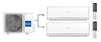 Мульти сплит-система на 2 комнаты Haier Flexis Super Match 2U40S2SM1FA/AS25S2SF2FA-W*2шт