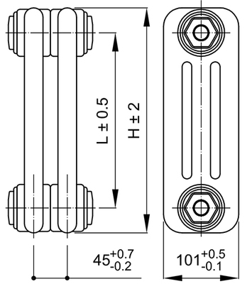Стальной трубчатый радиатор 3-колончатый IRSAP TESI RR3 3 0565 YY 01 A4 02 1 секция фото #3