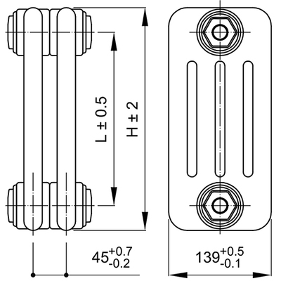 Стальной трубчатый радиатор 4-колончатый IRSAP TESI RR4 4 0260 YY 01 A4 02 1 секция фото #3