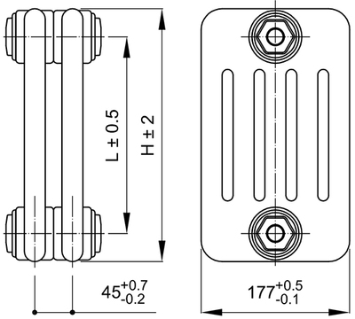 Стальной трубчатый радиатор 5-колончатый IRSAP TESI RR5 5 1800 YY 01 A4 02 1 секция фото #3