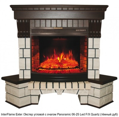 Каменный камин (портал+очаг) InterFlame Exter /Экстер угловой с очагом Panoramic 25 LED FX QZ фото #2