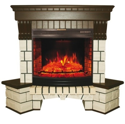 Каменный камин (портал+очаг) InterFlame Exter /Экстер угловой с очагом Panoramic 25 LED FX QZ фото #8