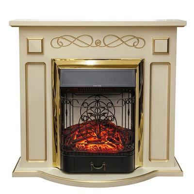 Электрокамин с классическим очагом 2D InterFlame Аспен бежевый с золотом с очагом Majestic LUX/BLACK фото #6
