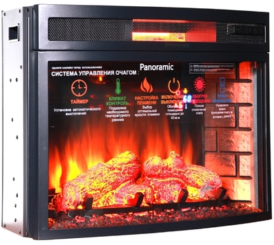 Электрокамин с широким очагом 2D InterFlame Джениус (венге) с очагом Panoramic 25 LED FX QZ фото #3