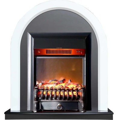 Классический портал для камина InterFlame Джойс белый/черный с очагом Fobos LUX/BLACK