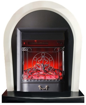 Классический портал для камина InterFlame Джойс белый/черный с очагом Majestic LUX/BLACK