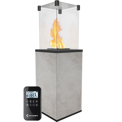 Газовый уличный обогреватель мощностью 8-10 кВт Kratki PATIO/MINI/G31/37MBAR/Q/O/G - OXIDE GRIGIO с пультом ДУ