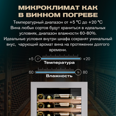 Отдельностоящий винный шкаф 51-100 бутылок MEYVEL MV98-KST3 (Slim) фото #24