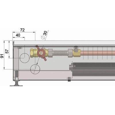 Внутрипольный конвектор длиной 30 см - 1 м Minib COIL-KT1 1000 фото #3
