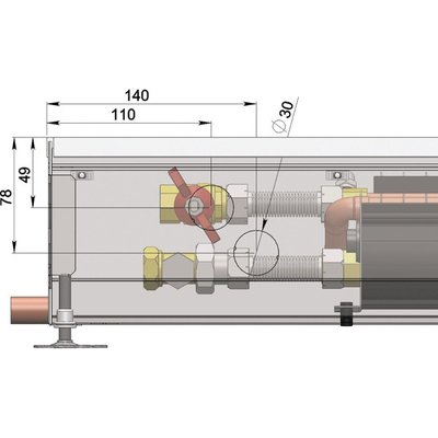 Внутрипольный конвектор длиной 1,6 м - 2 м Minib COIL-MO 2000 фото #3
