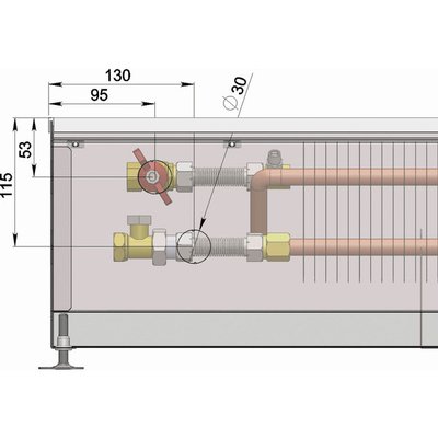 Внутрипольный конвектор длиной 1,6 м - 2 м Minib COIL-PMW205 1750 фото #2