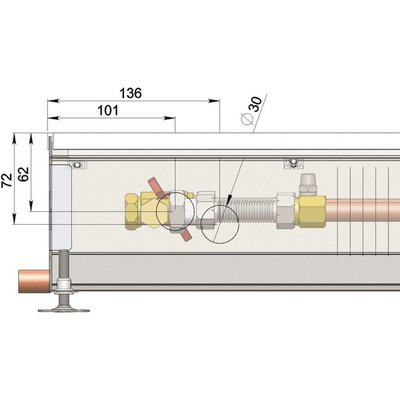 Внутрипольный конвектор длиной 30 см - 1 м Minib COIL-PO 1000 фото #2