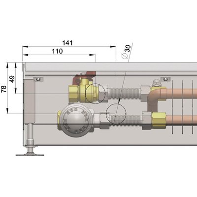 Внутрипольный конвектор длиной 2,1 м - 3 м Minib COIL-PT/4 2250 фото #2