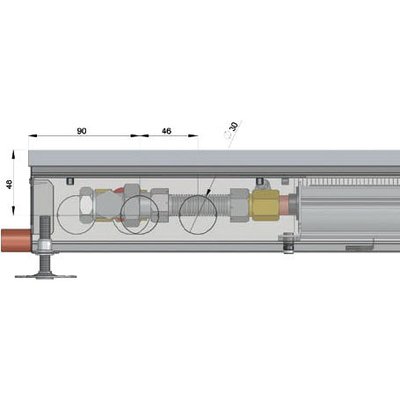 Внутрипольный конвектор длиной 2,1 м - 3 м Minib COIL-TO85 2250 фото #3