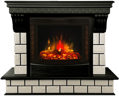 Электрокамин с широким очагом 2D Real-Flame CASTLE 25,5 AO с очагом EVRIKA 25.5