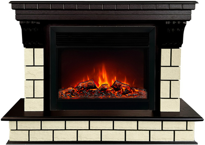 Электрокамин с широким очагом 2D Real-Flame CASTLE 26 AO с очагом MOONBLAZE DELUXE BL