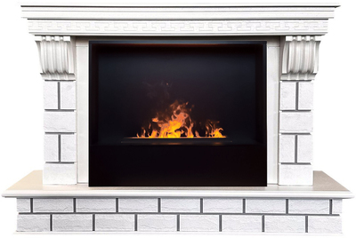 Электрокамин с широким очагом 3D Real-Flame CASTLE 26 WT с очагом CASSETTE 630 3D + ВСТАВКА