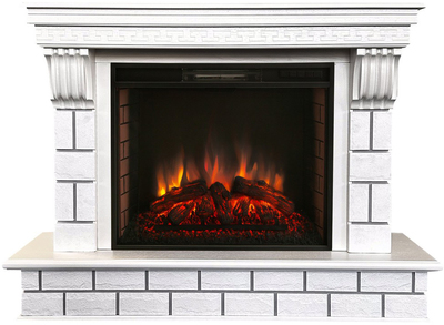 Электрокамин с широким очагом 2D Real-Flame CASTLE 26 WT с очагом EPSILON 26