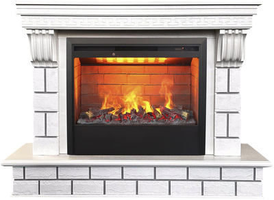 Электрокамин с широким очагом 3D Real-Flame CASTLE 26 WT с очагом HELIOS 26 3D