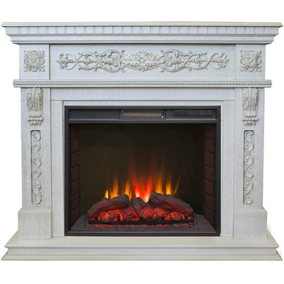 Изящный электрокамин со звуковым эффектом Real-Flame Estella 25,5/26 WT с очагом Sparta 25,5 LED