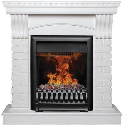 Электрокамин с классическим очагом 3D Real-Flame JAZZ STD/EUG WT с очагом Oregan