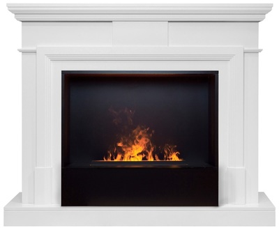 Электрокамин с широким очагом 3D Real-Flame Marco 26 WT-591 с очагом 3D Cassette 630/Black вставка