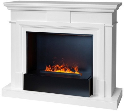 Электрокамин с широким очагом 3D Real-Flame Marco 26 WT-591 с очагом 3D Cassette 630/Black вставка фото #3
