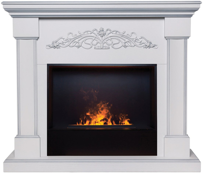 Электрокамин с широким очагом 3D Real-Flame OFELIA 26 WT с очагом 3D CASSETTE BLACK PANEL