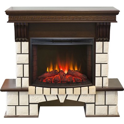 Электрокамин с широким очагом 2D Real-Flame Stone 25/25,5 с очагом Evrika 25,5 LED