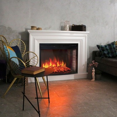 Электрокамин с широким очагом 2D Real-Flame Weston 33 WT с очагом Firespace 33 фото #16