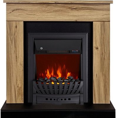 Электрокамин с классическим очагом 2D Royal Flame BERGEN дуб галифакс с очагом Aspen Black