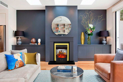 Электрокамин с классическим очагом 2D Royal Flame BERGEN серый графит с очагом Majestic FX M Black/Brass фото #6