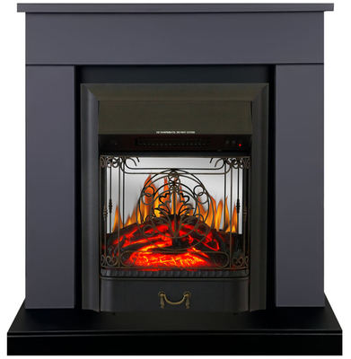 Электрокамин с классическим очагом 2D Royal Flame BERGEN серый графит с очагом Majestic FX M Black/Brass