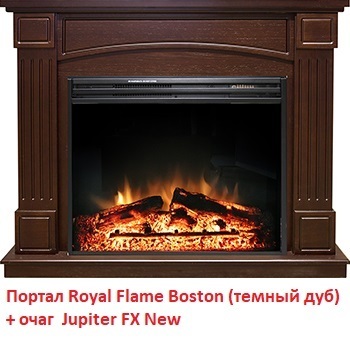 Широкий портал Royal Flame Boston под очаг Jupiter FX New темный дуб фото #2