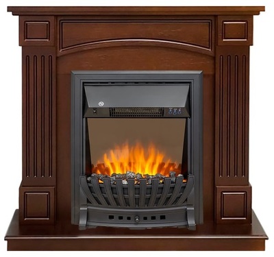 Электрокамин с классическим очагом 2D Royal Flame Boston Темный дуб с очагом Aspen Black/Gold