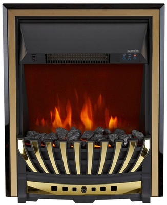 Электрокамин с классическим очагом 2D Royal Flame Boston Темный дуб с очагом Aspen Black/Gold фото #4