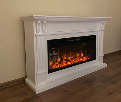 Линейный электрокамин Royal Flame Cardiff (белый) с очагом Vision 42 LOG LED фото #4