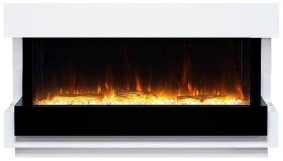 Линейный электрокамин Royal Flame Cube Белый с черным с очагом Astra 50
