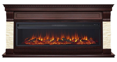 Линейный электрокамин Royal Flame Denver 60 (темный дуб / бежевый) с очагом Vision 60 LOG LED