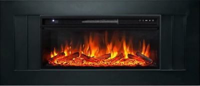 Линейный электрокамин Royal Flame Line Black c очагом Vision 42 LOG LED