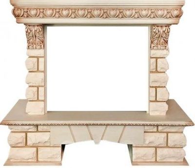 Широкий портал Royal Flame Pierre Luxe LORD под очаг Dioramic 28 LED FX Слоновая кость
