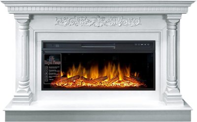 Линейный электрокамин Royal Flame Sicilia (белый) с очагом Vision 42 LOG LED