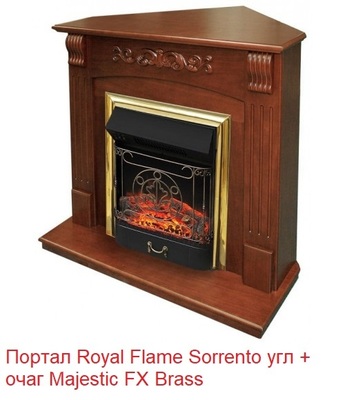 Угловой классический портал Royal Flame Sorrento угл. под классический очаг (Орех) фото #3