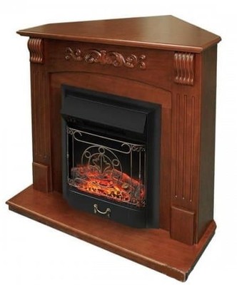 Электрокамин с классическим очагом 2D Royal Flame Sorrento угл.(Орех) c очагом Majestic FX Brass фото #2