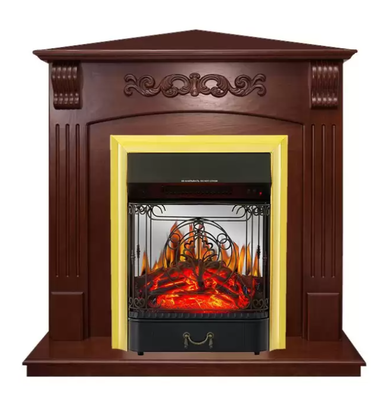Электрокамин с классическим очагом 2D Royal Flame Sorrento угл.(Орех) c очагом Majestic FX Brass