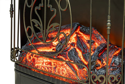 Электрокамин с классическим очагом 2D Royal Flame Valletta Орех с очагом Majestic FX Brass фото #9