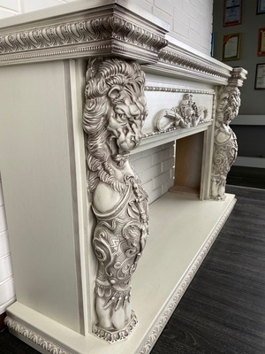 Линейный электрокамин Royal Flame Windsor 42 (слоновая кость с темной патиной) с очагом Vision 42 LED фото #2