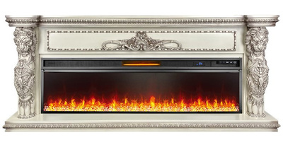 Линейный электрокамин Royal Flame Windsor 60 (cлоновая кость с темной патиной) с очагом Vision 60 LED
