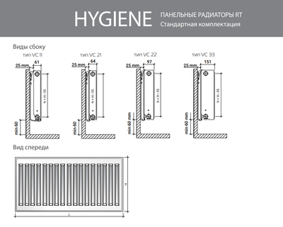 Стальной панельный радиатор Тип 10 Royal Thermo HYGIENE 10-300-2200 фото #6