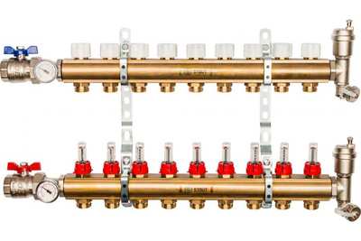 Коллектор регулируемый для теплого пола с расходомерами STOUT SMB 0473 000009